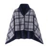 Soft Blanket Wearable Shawl Throw Wrap Doublelayer Plaid Shawl Winter Lady Multifunction Scarf Tartan Warm Blankets for Winter