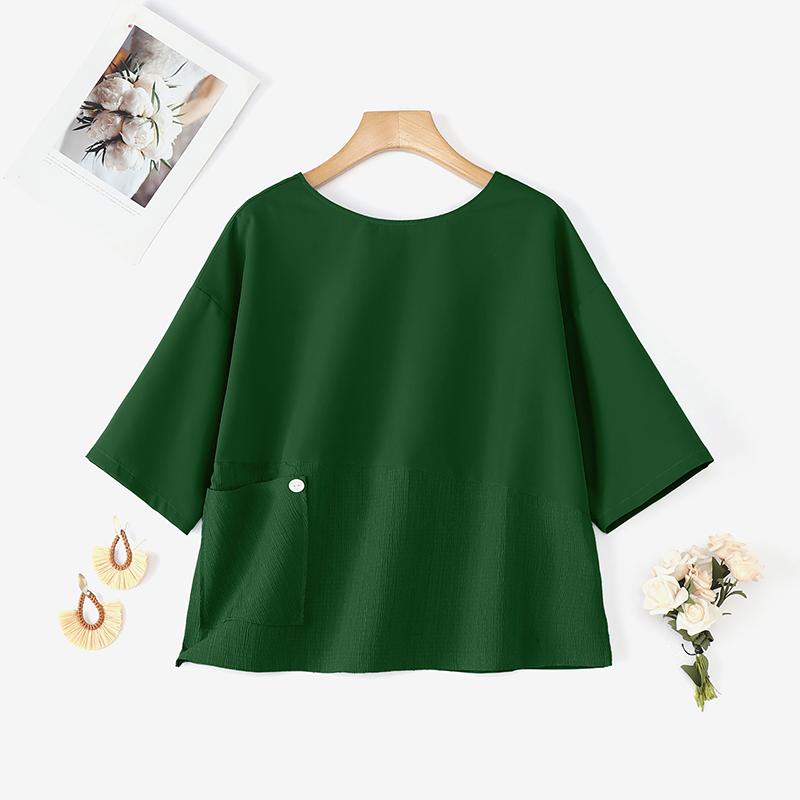 ZANZEA Женская повседневная летняя блузка с круглым вырезом и рукавом 3/4