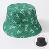 Spring Summer New Pattern Reversible Fisherman Hat Women Casual Sun Protection Green Variety