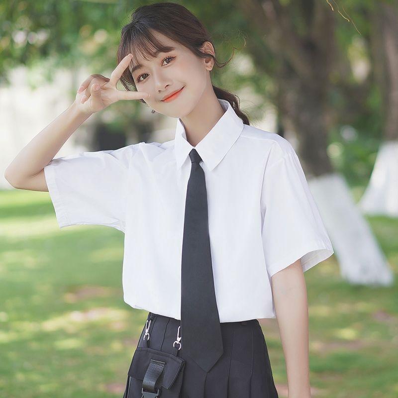 2024 Лето Новый Tie Jk Белая Рубашка Женская Рубашка С Короткими Рукавами Свободная Блузка