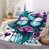 1Pc Butterfly Roses Fantasy Flannel Blanket, Soft And Comfortable, Casual Warm, Camping Travel, Christmas, Halloween Xmas Gift. G1319