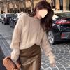 Women Autumn Winter Elegant Chic Sweaters Vintage Fashion Solid Color O-Neck Knitted Pullovers