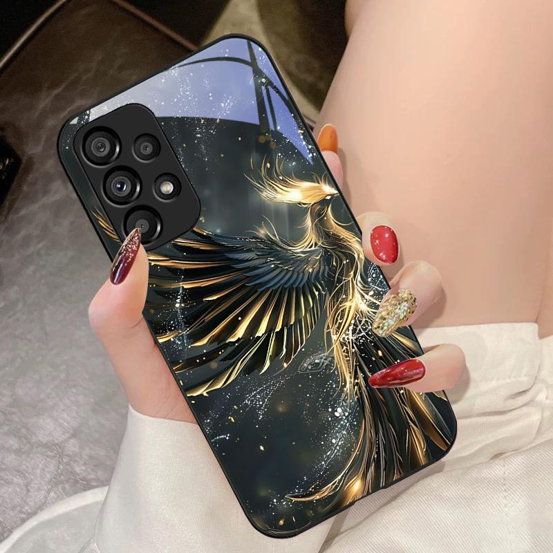 Чехол для телефона из закаленного стекла Golden Phoenix Unfolding для Samsung Galaxy S10 4G S20 11E 30 S21 22 S24 Fe Pro S23 S25 Ultra 5G S9