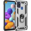 Case for Samsung Galaxy A21s New Rugged Ring Stand [Works with Magnetic Car Mount] Cover Case, Silver