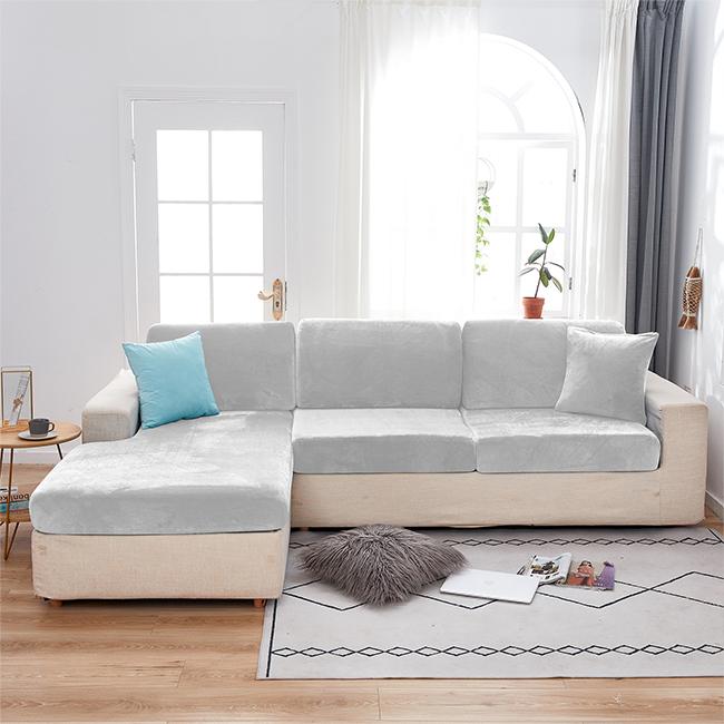 Sofa Seat Cover, Velvet, Light Gray 150-190Cm