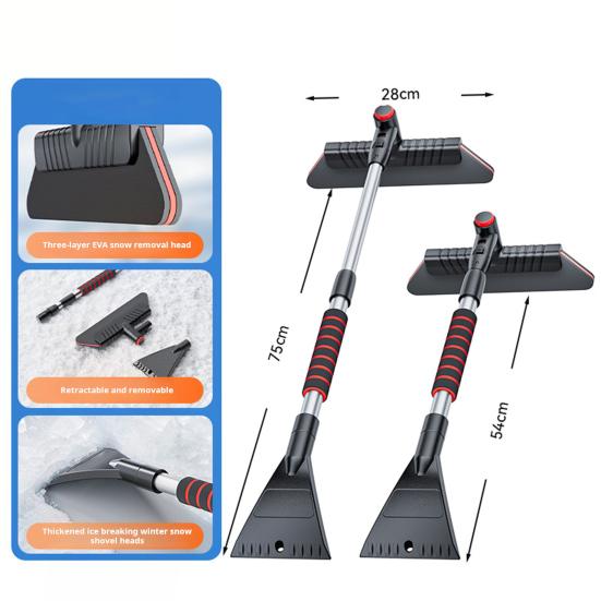 Раздвижная лопата для снега с пенопластовой рукояткой, скребками для льда и щеткой для снега для автомобиля