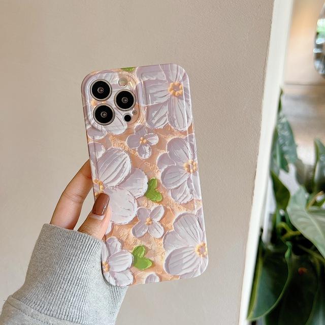 Мягкий силиконовый защитный чехол Imd с фиолетовым цветком для Iphone 11 12 Promax 14 13 Pro Max противоударный чехол для телефона Conque
