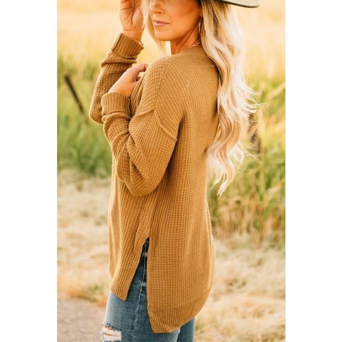 Осенне-зимний женский свободный повседневный свитер с полуворотником - модный и универсальный свитер с длинными рукавами