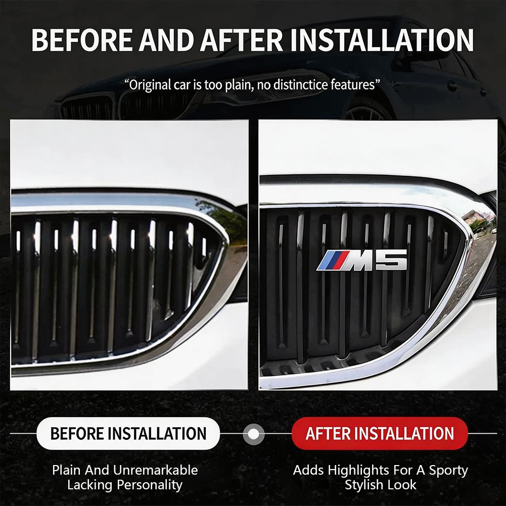 QXFA9 1Pcs M Logo 3D ABS Car Styling Front Grille Badge Emblem Accessory For BMW M M2 M3 M4 M5 M6 G80 G06 G07 G42 G14 G15 G16 F82 F20