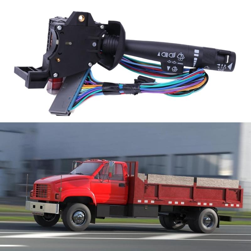 Steering Column Combination Lever Assembly 26090822 with ABS Housing, Multicolor Wire Harness, Rectangular Harness Connection, and Turn Signal,