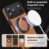 Кожаный чехол для телефона Magsafe iPhone 17 Air 16E 16 15 14 Plus 13 12 Pro Max Магнитный Поворотный на 360° Металлический держатель Подставка Задняя крышка