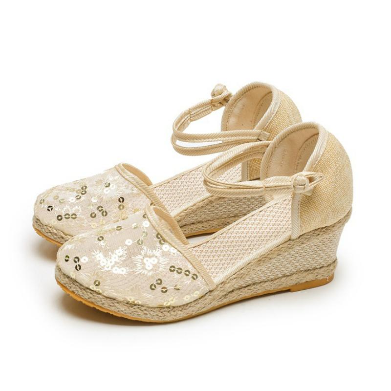 Модные женские босоножки на танкетке, лето 2024, новинка, эспадрильи, женские удобные прогулочные повседневные босоножки на каблуке, туфли-лодочки, обувь Zapatos Fiesta Mujer