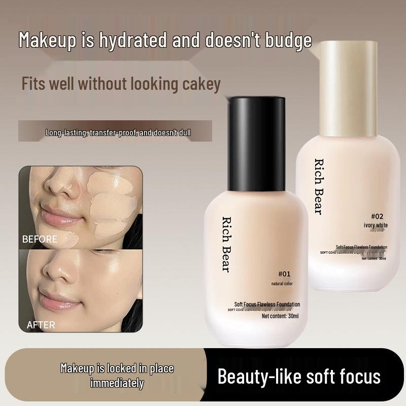Rich Bear Long-Lasting Soft Focus BB Cream Foundation Primer & Concealer