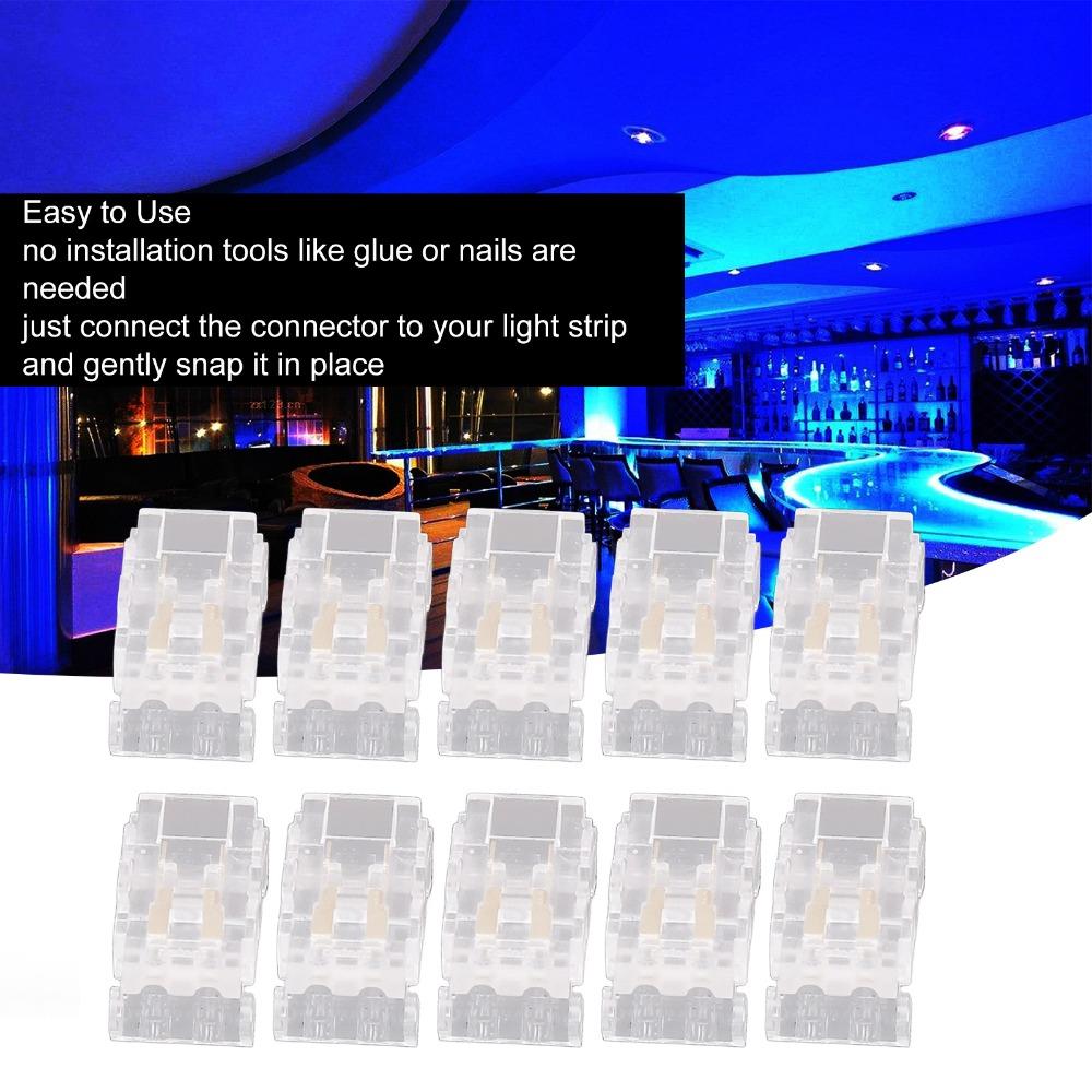 10pcs 2Pin LED Strip Connector Transparent Strip To Wire Connector For School
