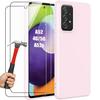 Case + Tempered Glasses - BOOLING - for Samsung Galaxy A52s 5G - Liquid Silicone - Light Pink - Anti-slip