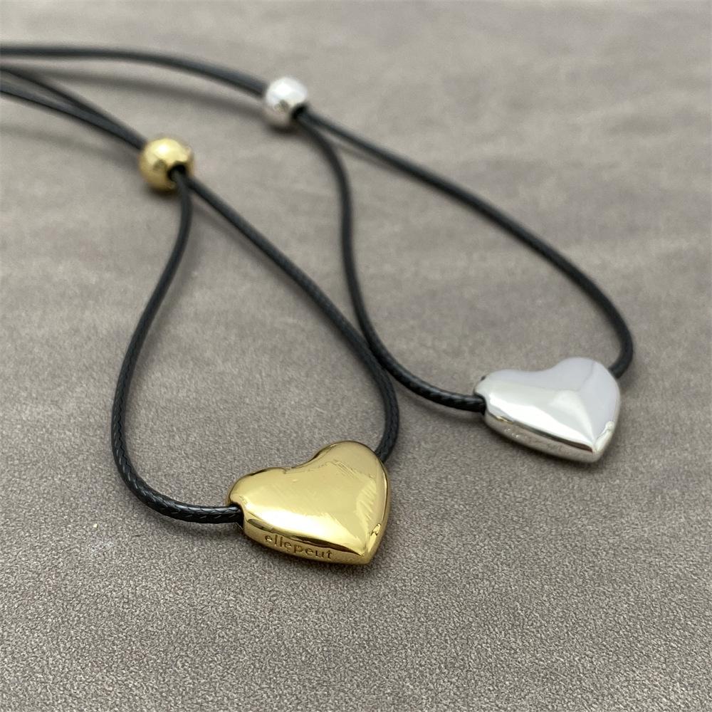 Korean Blogger Style Adjustable Heart Necklace - Minimalist Cold Style Collarbone Chain