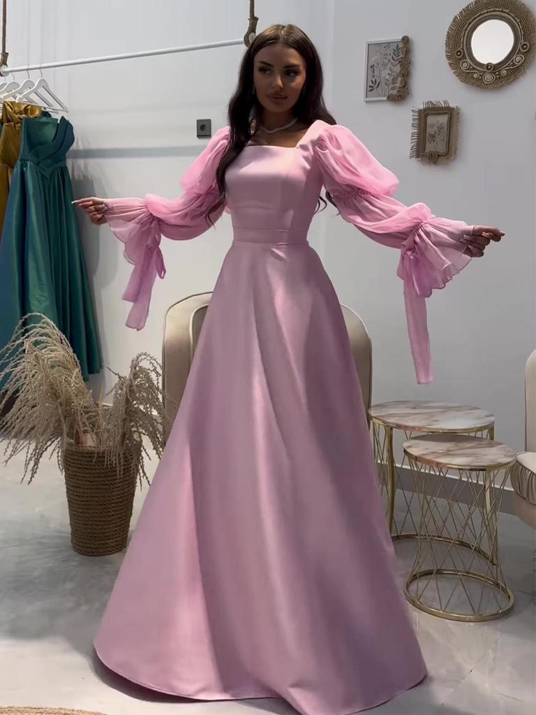 Элегантное приталенное легкое платье с длинным рукавом 2025 Весна для женщин