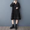 Long Sleeve Plus Size Vintage Black New In Dresses for Women Casual Loose Midi Spring Autumn Dress