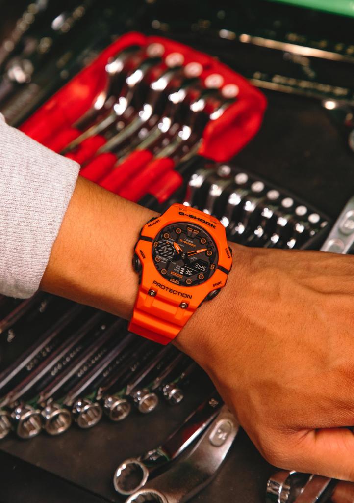 Часы Casio G-Shock (Официальный японский продукт) с Bluetooth, GA-B001AH-6AJF Мужские Фиолетовые / GA-B001FL-4AJF Мужские Оранжевые, Сделано из биомассы