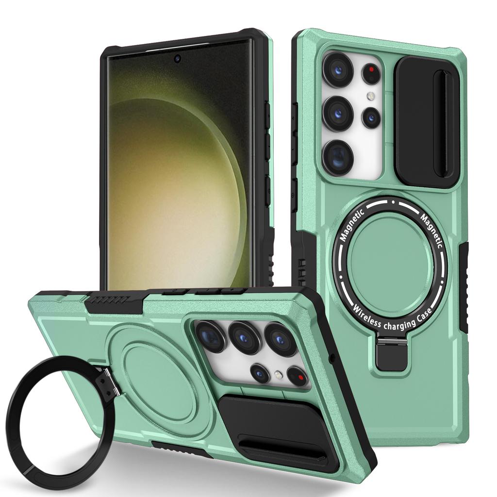 Push Window Camera Magnetic Case For Samsung Galaxy S23 Ultra S21 Plus S20 FE Note 20 Hybrid Armor Stand Wireless Charging Cover
