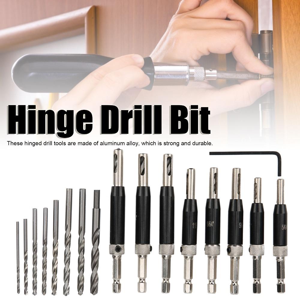 17pcs 5/64-1/4 inch Self Centering Drill Bit Hex Key Quick Change Hinge Drill Bit Hex Shank Aluminum Alloy Alignment Drill Bit