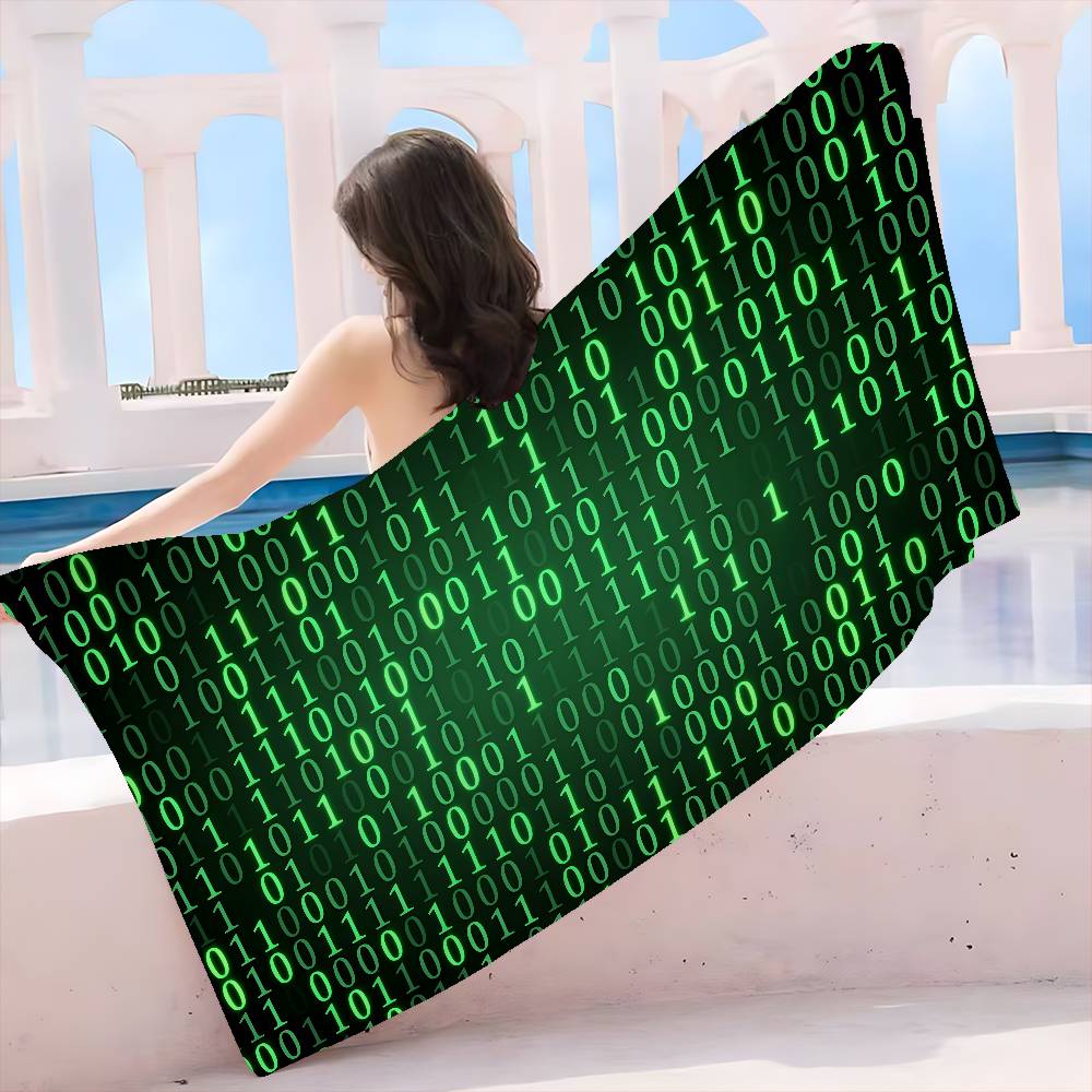 Бинарный Код Матрица Программа Диаграмма Игра Фильм Пляжное Полотенце Банные Полотенца Из Микрофибры Быстросохнущие На заказ Без Песка Пляж Йога Спа