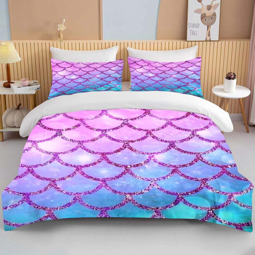 Fantasy Fish Scale Art Print Bedding Set Duvet Cover 1 Duvet Cover 2 Pillowcases Adult And Children Bedding Set Luxury Gril Gift