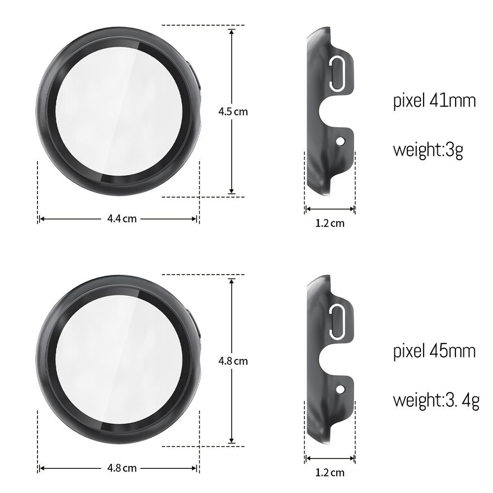 Стекло+Чехол для Google Pixel Watch 4 45мм 41мм PC Чехол Защитный бампер по всему корпусу Закаленное Защита экрана от царапин для Pixel watch4