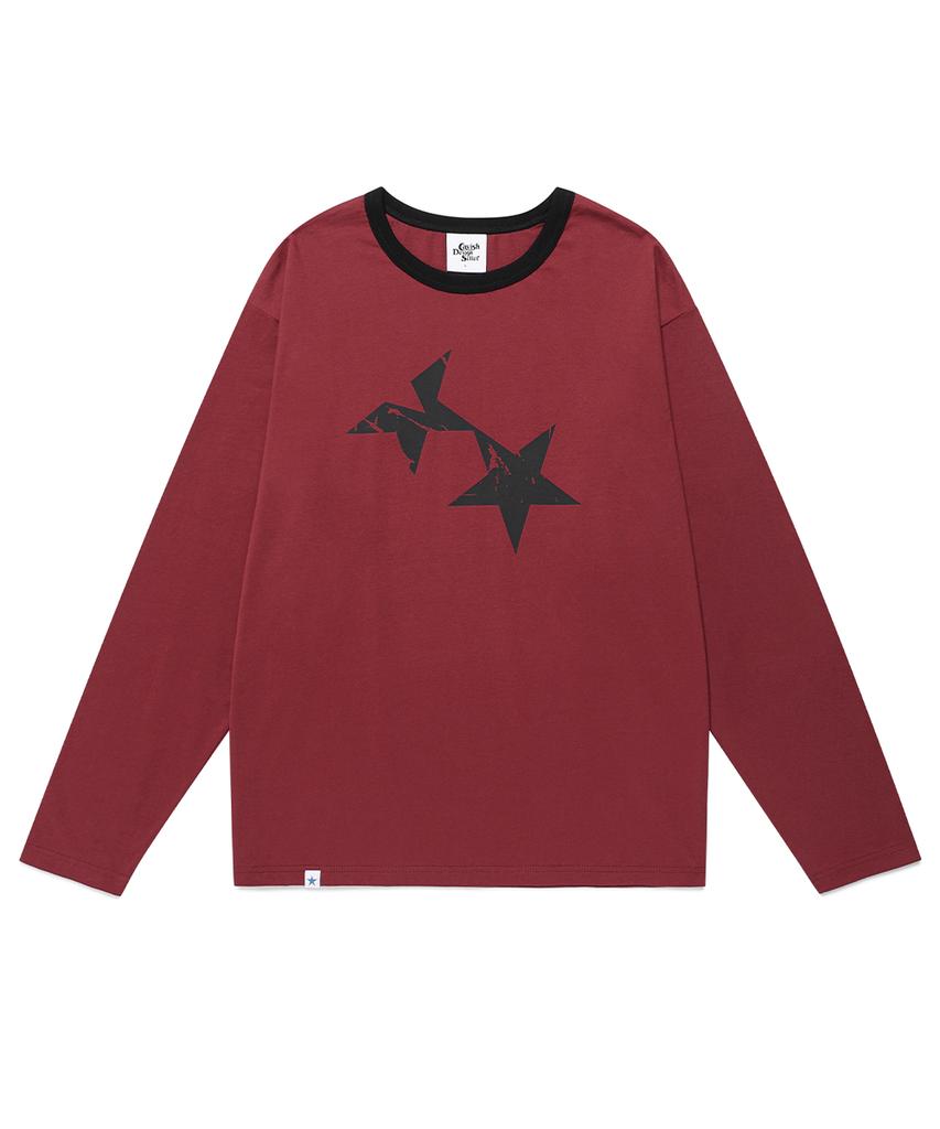 CAVISH Футболка с длинным рукавом Ringer Twin Star Бордовый(Cv2Ffut577A)