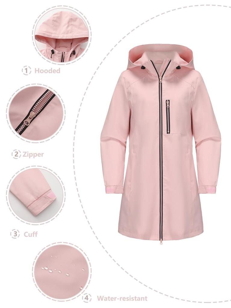 Женская водоотталкивающая ветровка: С капюшоном, Длинный рукав, Свободный крой, Идеально подходит для весенних и осенних видов спорта на открытом воздухе.