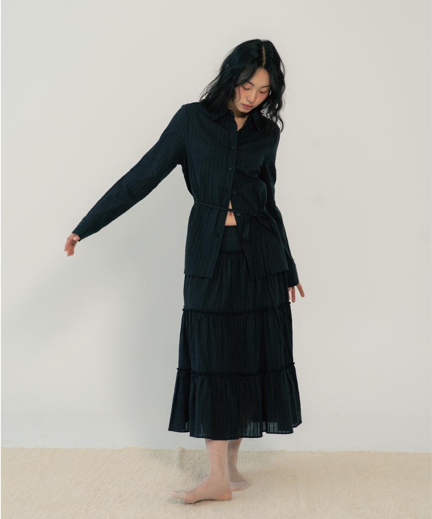 ZIZEMUSEUM Regular Fit Belt Shirts (Black)