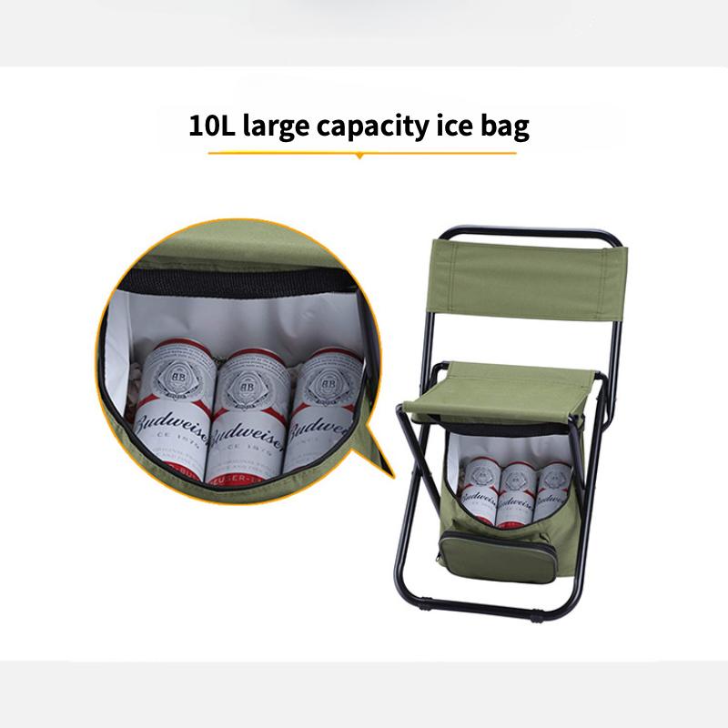 Portable Outdoor Folding Ice Pack Chair with Storage Bag with Backrest Insulation 3-in-1 Leisure Camping Fishing Chair