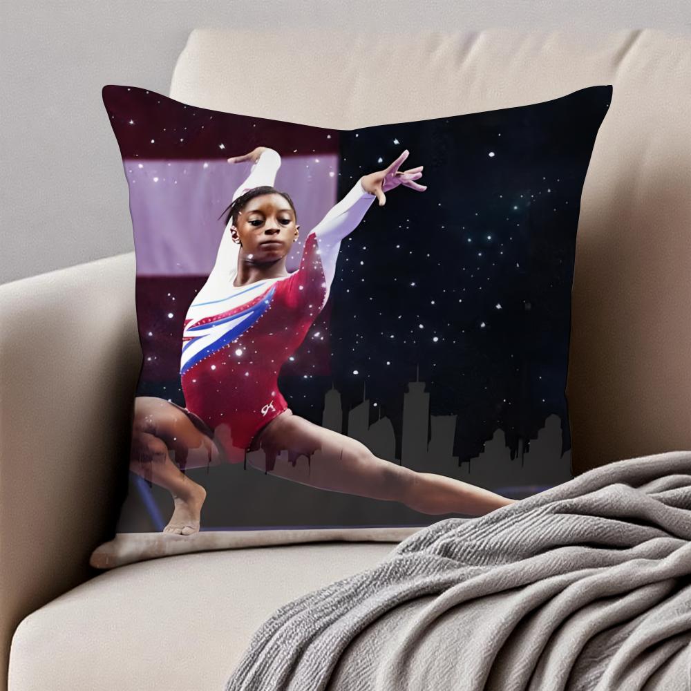 1 шт. Классическая наволочка для подушки Simone Biles, пылезащитная, с потайной молнией, из короткого плюша, для дивана