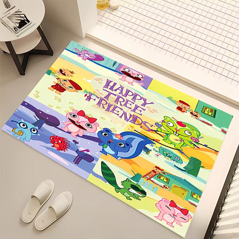 1pc Happy Tree Friends Print Area Rug - Soft, Washable Non-Slip Indoor Mat, Living Room, Home Office Decorative Rug,Office Decorative