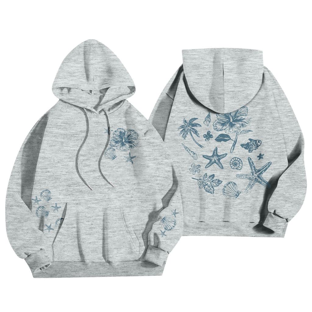 Женская мода, женский легкий пуловер с длинными рукавами и карманами, толстовка с капюшоном в стиле консервативного стиля