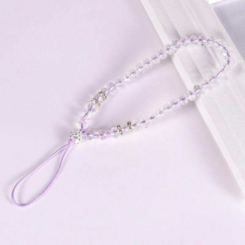 Crystal Beads Phone Short Lanyard Drop-Resistant Halter Lanyard DIY Girls' Solid Color Flat Beads