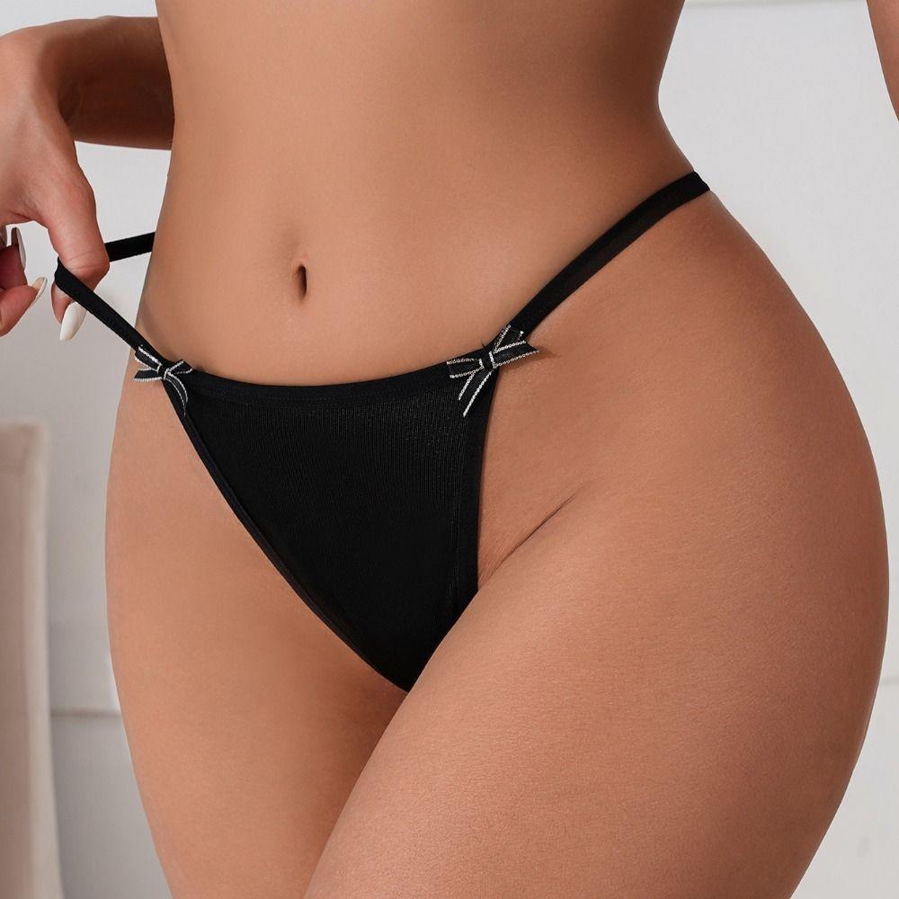 Solid Color Sexy G-String Heart Buckle Traceless Briefs Seamless Bow Thong Lady