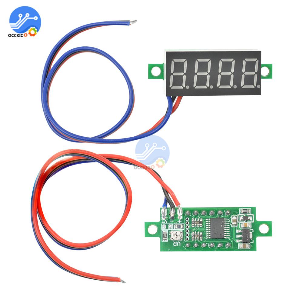 DC0-100V 0.36" Voltmeter 4 Digit Display High Accuracy Car Voltage Tester 3 Wire Red Green Blue LED 12V 48V 60V Battery Detector