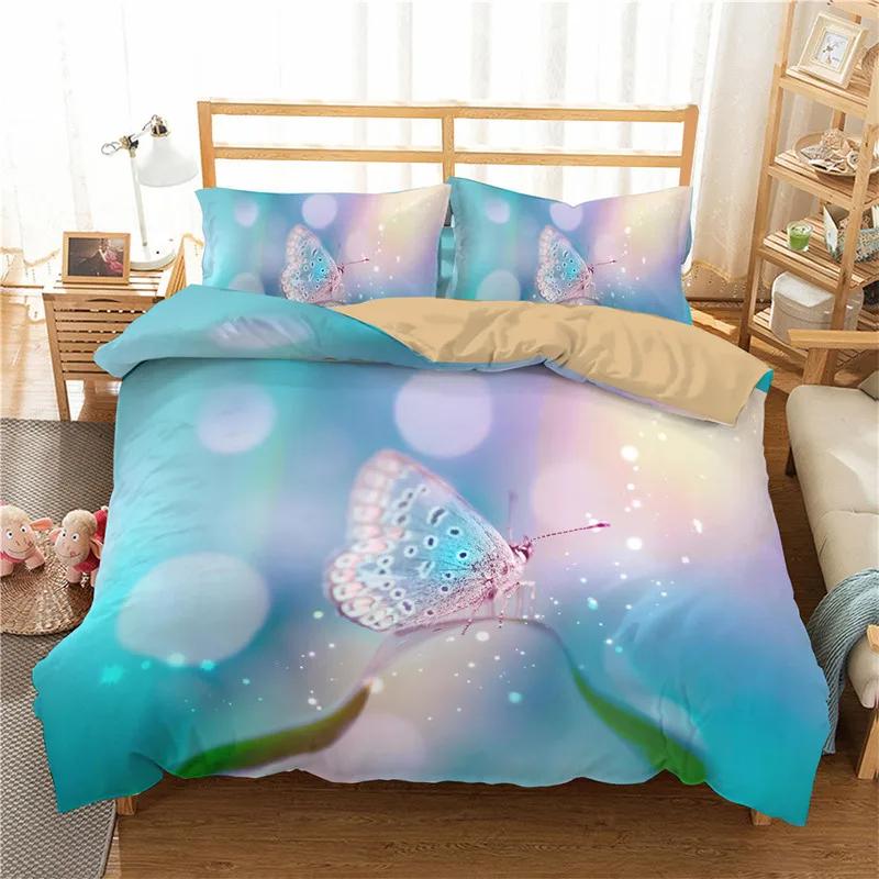 Floral Duvet Cover Butterfly Flower Bedding Set Full King For Girls Women Botanical Flowers Comforter Cover With 2 Pillow Cases
