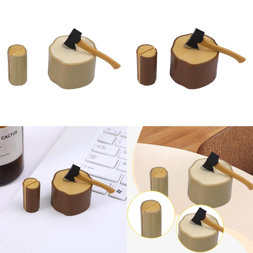 Fairy Garden Decorations Axe and Wooden Stake Set Miniature Figurines Craft Kit for Indoor Outdoor Plant Pot Decor