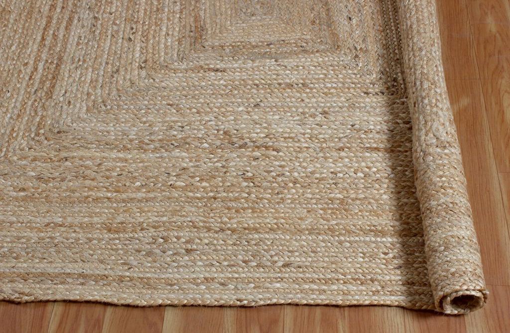 Jute Rug 100% Natural Jute Cotton Rug Handmade Reversible Area Carpet Modern Rug