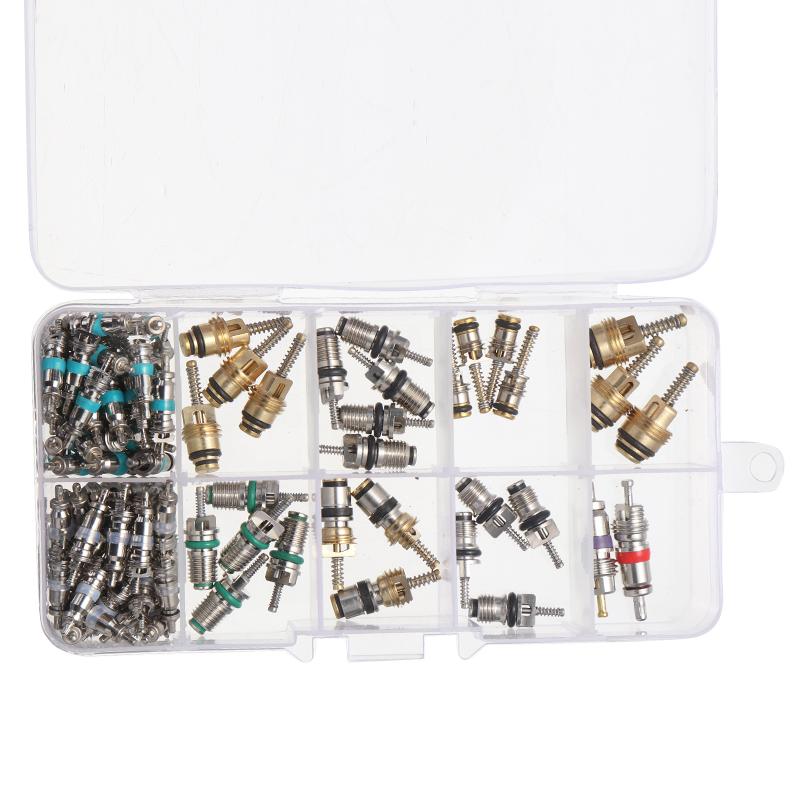 100 шт./кор. автомобильный автоматический AC/C клапанный сердечник для R134A клапаны кондиционирования воздуха Ассортимент комплект