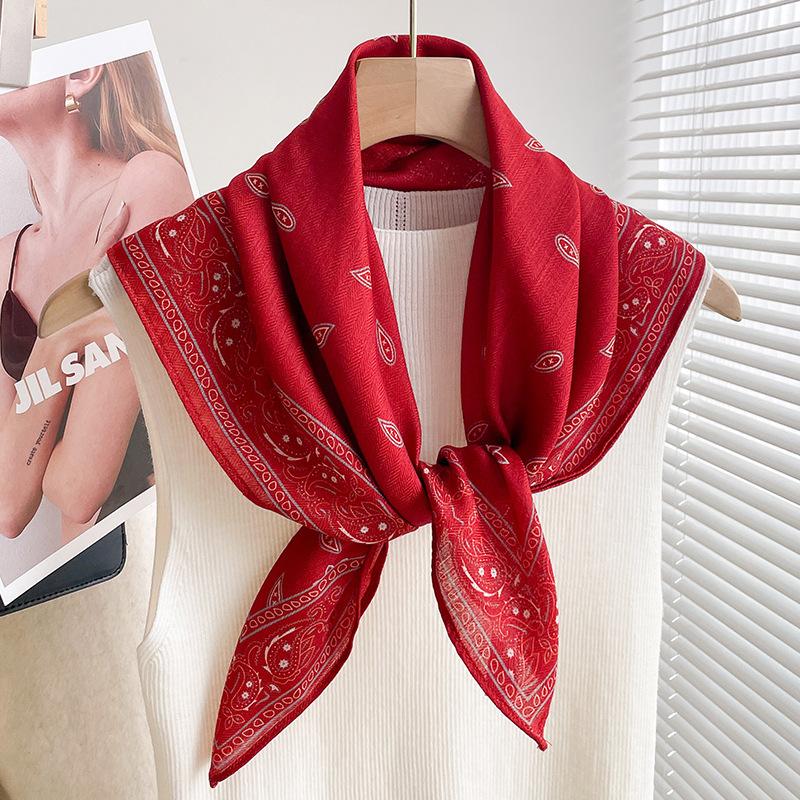Women S Thin Cotton Linen Pink Rainforest Square Neck Scarf