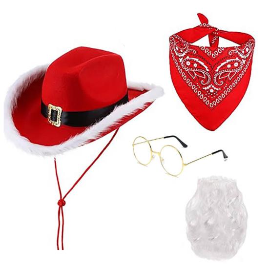 Костюм Санта-Клауса, рождественская шапка Санты, перчатки, борода, пояс, реквизит для костюмированной вечеринки, аксессуары для праздничных вечеринок