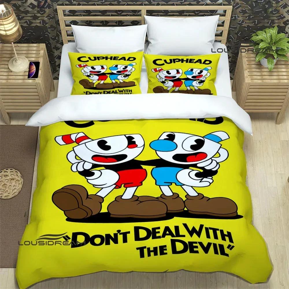 Cuphead Cartoon Printed Bedding Sets Exquisite Bed Supplies Set Duvet Cover Bed Comforter Set Bedding Set Luxury Birthday Gift