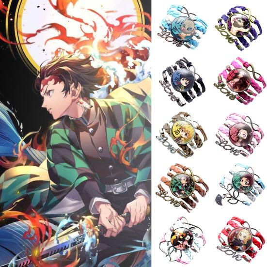 Браслет унисекс, убийца демонов, многослойные украшения, плетеный браслет с героями мультфильмов для фанатов