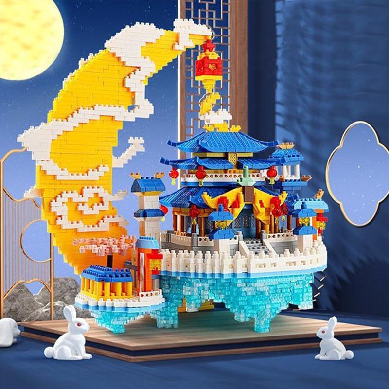 Высококачественные строительные блоки из АБС-пластика с микрогранулами-бриллиантами, совместимые с Lego, игрушка-замок в традиционном китайском стиле, оптовая продажа