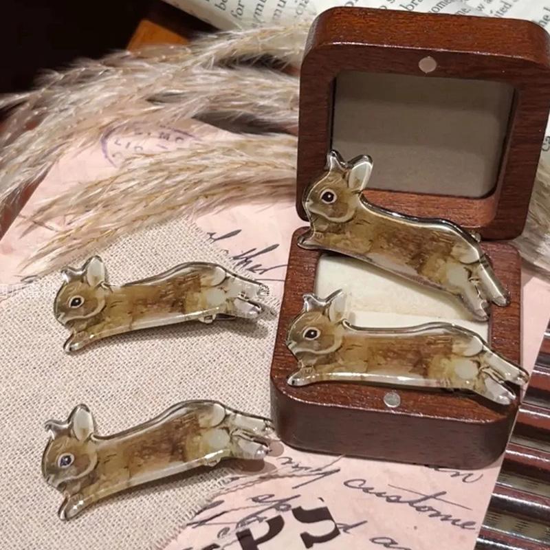 4pcs Korean Sweet Cute Acrylic Rabbit Hair Clip for Women Harajuku Vintage Hairpin Fashion Aesthetic Hair Accessories Girls Gift