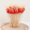100Pcs Disposable Dessert Picks Heart Pattern Bamboo Barbeque Snacks Buffet Picks for Indoor
