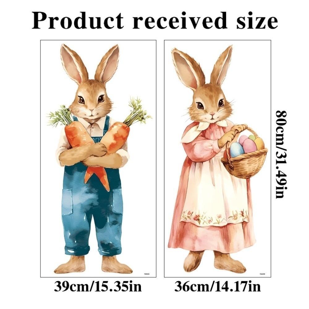 Waterproof Easter Door Stickers Creative Easter Bunny Static Cling Decal  Festive Decorations